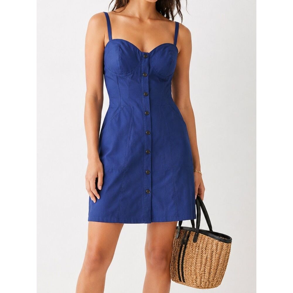 J. Crew Sweetheart Dress in Stretch Twill 0 NWT in Mediterranean